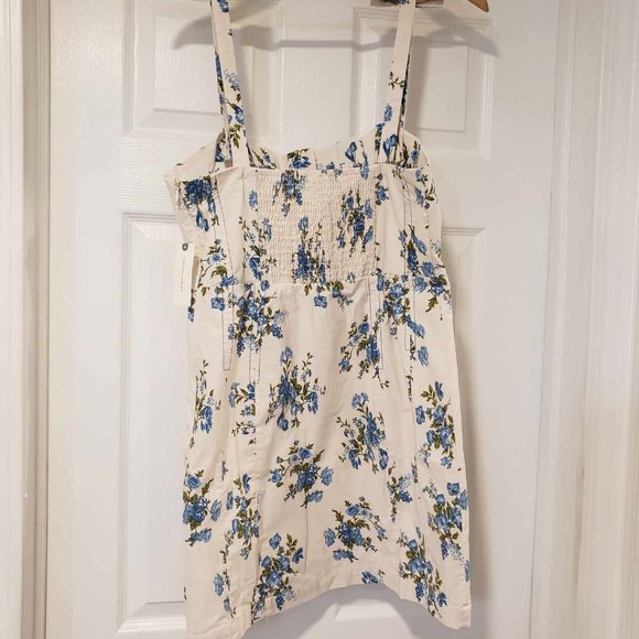 Sold Out NWT By Anthropologie Shoulder-Tie Dress in Blue Floral Ivory, Size M - Picture 6 of 12